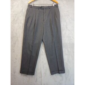 Polo Ralph Lauren University Club Mens Gray Herringbone Wool 35x29 Trousers Pant